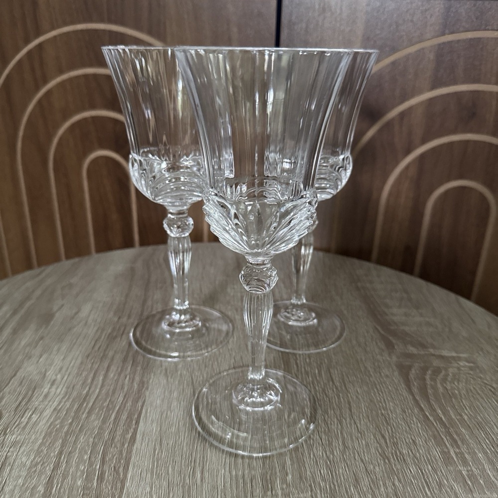 Set of 3 Royal Crystal Rock RCR Aurea Wine Glass Goblets 7 3/8"